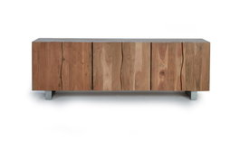 GINER Y COLOMER Buffet en Acacia et Métal 6 Portes avec Étagères - 74x220x45 cm (Couleur Naturel)